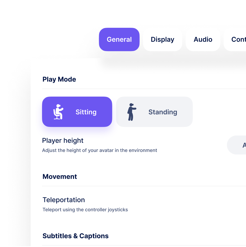 Image for project, VR Accessibility settings